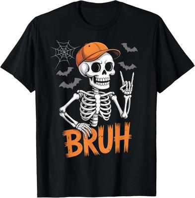 Cool Bruh Skeleton Funny Rock Halloween Design Unisex T-Shirt