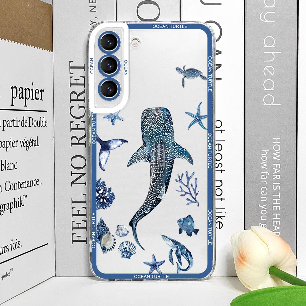 Cool Ocean Turtle Phone Case for Samsung Galaxy A55 A54 A53 A52 A51 A70 A32 A31 A22 A13 4G 5G Sea Blue Turtle Design Clear Cover