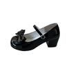 Mode Niedliche Schleife Damen Lolita Mary Jane Schuhe Prägnante Dicke Ferse Lederschuhe Damen Flache Pumps