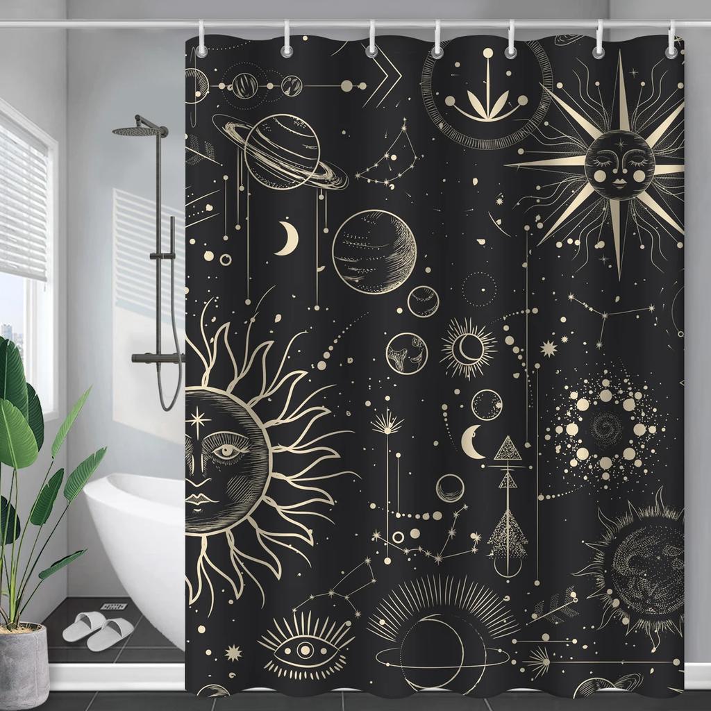 Constellation Fabric Shower Bath Curtain Blush Sun And Moon Phrase Modern Abstract Mysticism Waterproof Bathroom Accessories