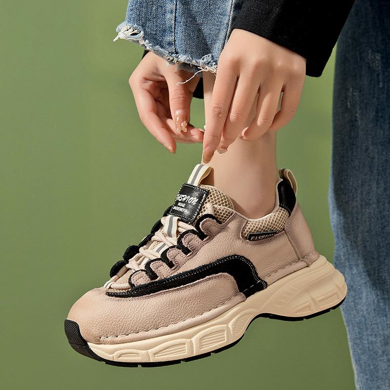 Fashion 4cm Air Mesh Genuine Leather Women Boots Motorcycle Fashion Moccasins Summer Chunky Sneaker Loafer Ankle Booties Shoes