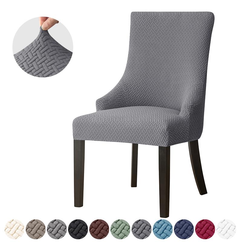 1/2pcs Jacquard Dining Chair Covers Stretch Chair Slipcovers Solid Color High Back Sloping Armchair Cover Hotel Kitchen Wedding