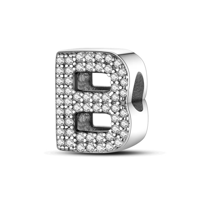 S925 Silver Color Dazzling Alphabet 26 Letters Charms Fit Original Pan Bracelets Pendant DIY Fine Jewelry Making Birthday Gifts