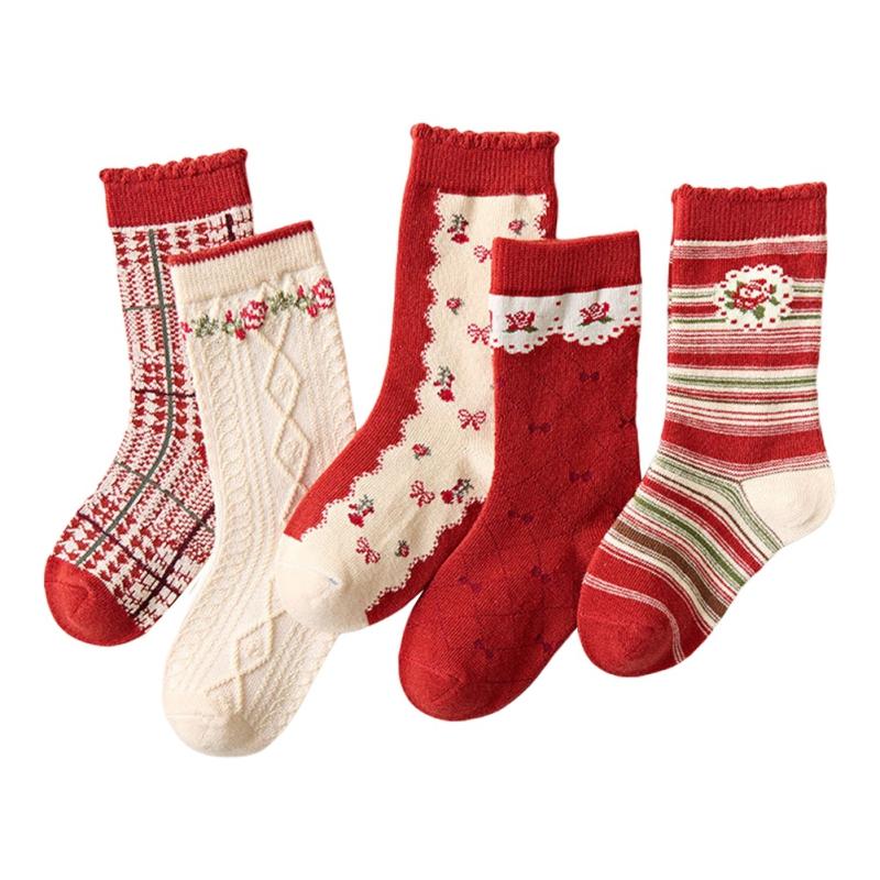

5 пар детских хлопковых рождественских носков для мальчиков и девочек, носки со снеговиком для малышей, носки Санта-Клауса, детские рождественские носки, красочные забавные носки, От 1 до 12 лет L