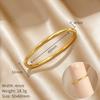 Gold Color Stainless Steel Can Open Cuff Bangle High Polished Minimalist Bracelet Jewelry for Women Birthday Anniversary Gifts