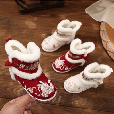 Winter neue Hanfu schuhe mädchen samt kinder schuhe Chinesischen stil baby schuhe kinder stiefel