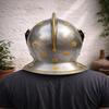 Medieval Bucket Helmet Steel Knight Armor Golden Brass Great Helm Wearable Cosplay Helmet Gift for Him