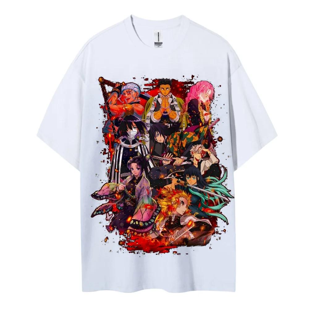 T-shirt Demon Slayer Uomo Cotone Puro Casual Girocollo Manica Corta Abbigliamento Estivo Sportivo Casual Top a Manica Corta