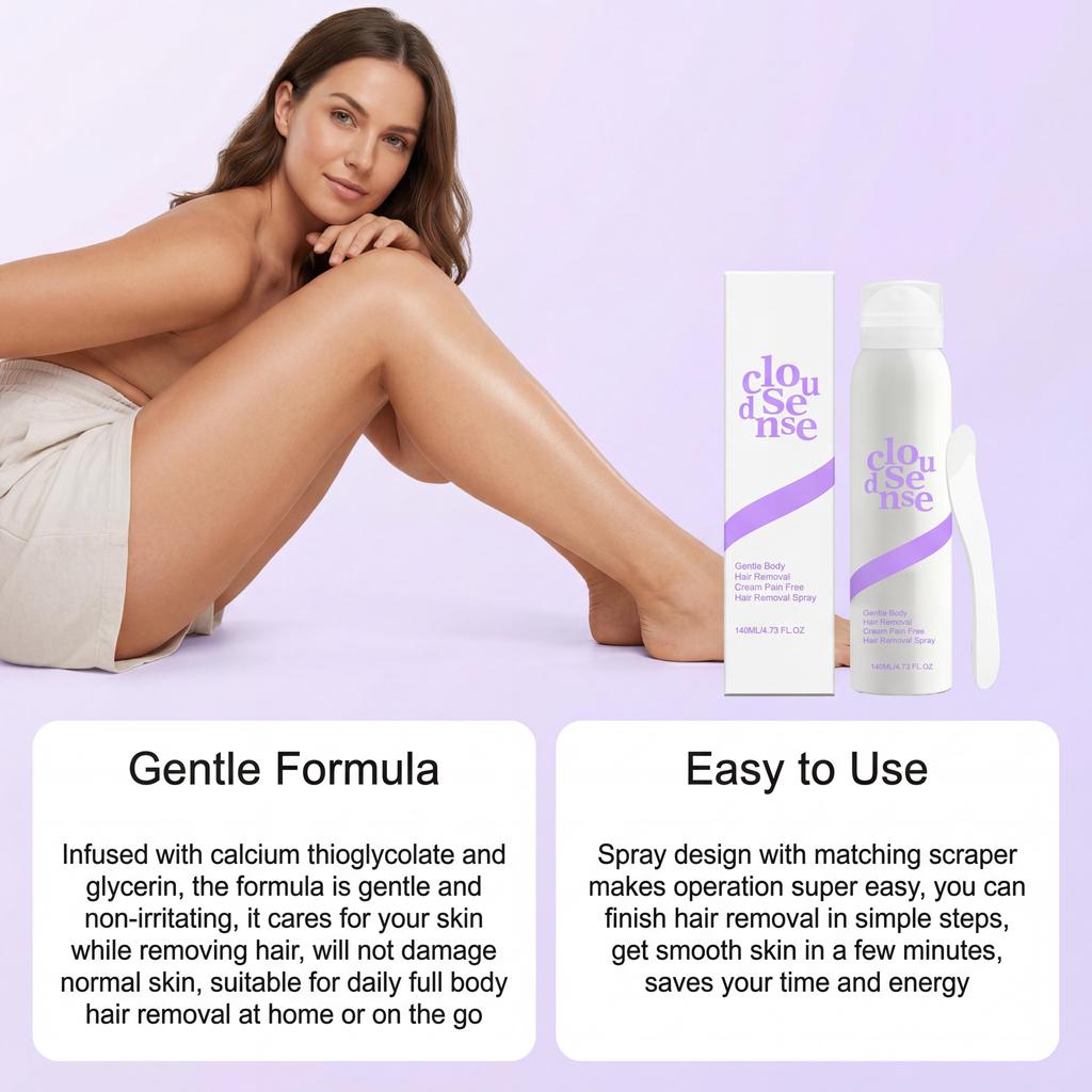 AMZ Spray Delicato per la Depilazione per Donne e Uomini Corpo Gamba Braccio Ascella Formula Delicata Facile da Usare Portatile 140ml