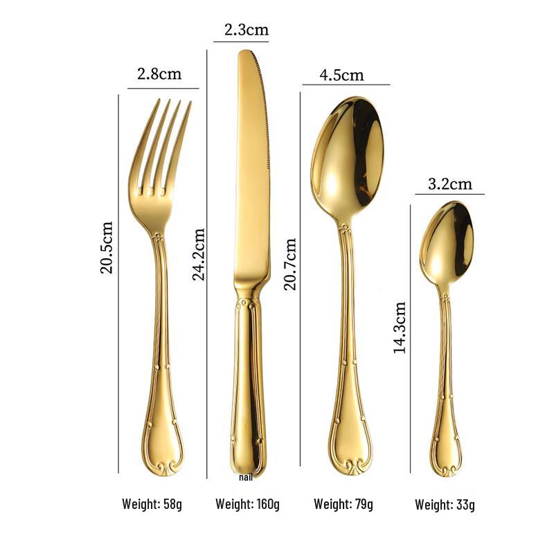 Abay 304 Stainless Steel Gold-Rimmed 4-Piece Cutlery Set