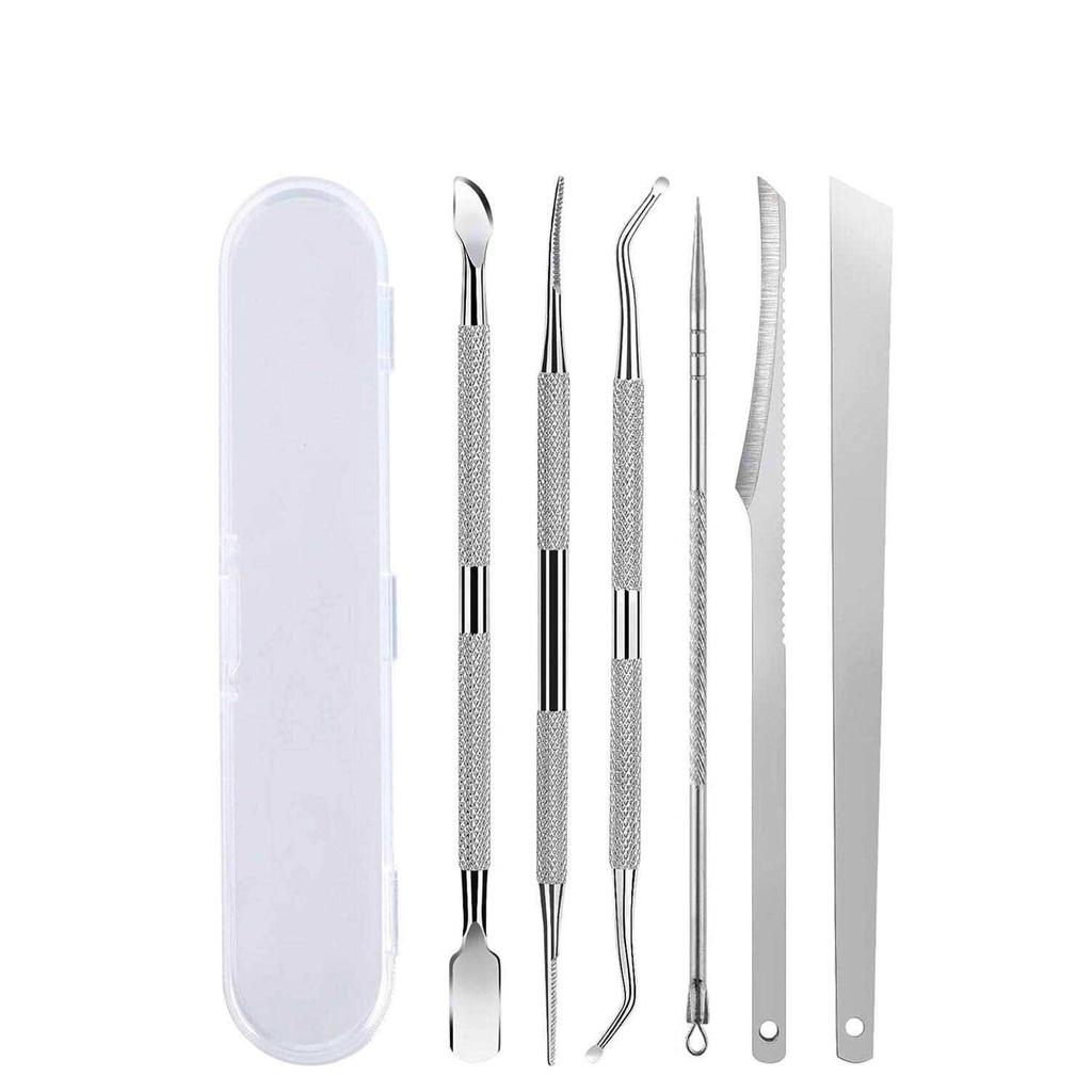Stainless Steel Manicure & Pedicure Set: Includes Callus Remover, Nail Clippers, and Acne Needle.