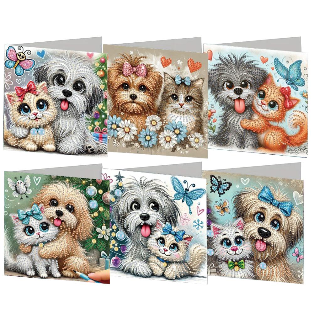 6PCS DIY Xmas Designs Rhinestone Diamond Art Mosaic Postcards Diamond Art Handmade Cards Thank You Cards and Holiday Blessings
