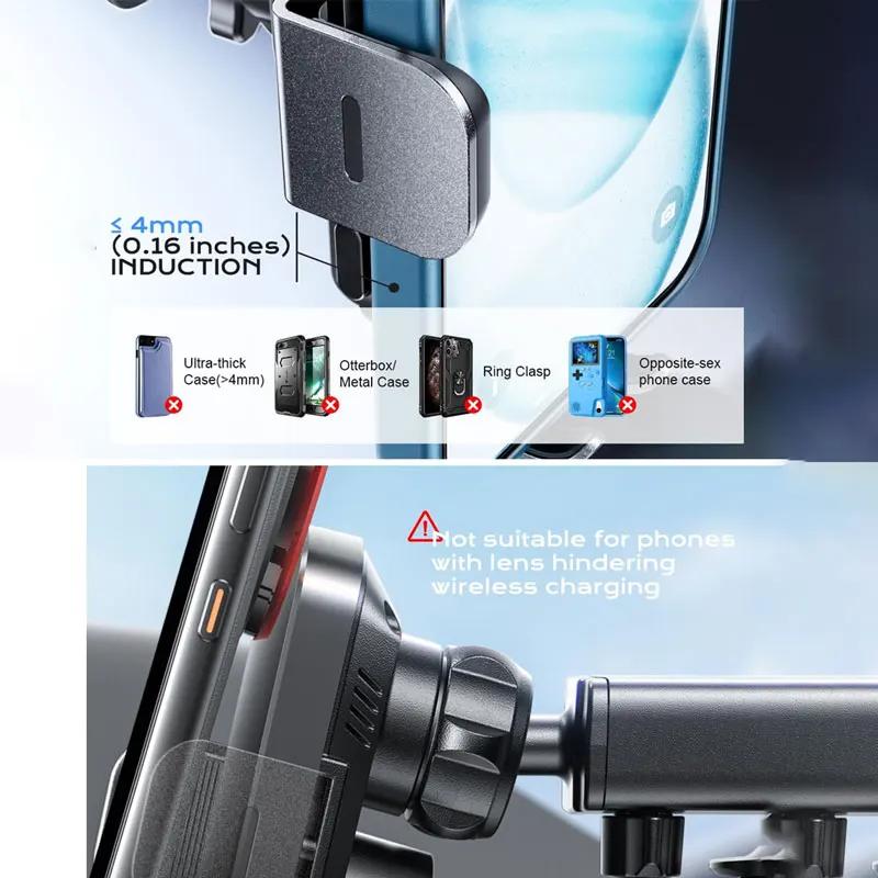 Night Light Wireless Car Charger Auto Car Mount Phone Holder For iPhone Samsung Xiaomi Infrared Induction Fast Charging Station