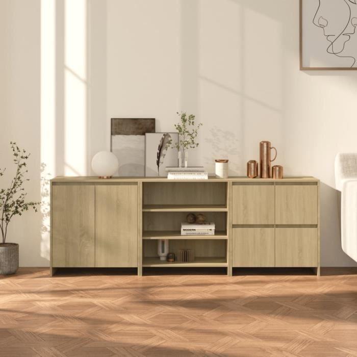 3098075 vidaXL Buffets 3 Pcs Sonoma Oak Engineered Wood