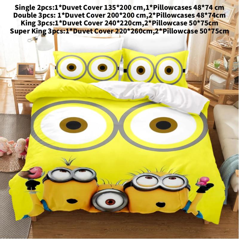 

Пододеяльник Аниме Миньоны Набор Чехол Комфортный Принт Мультяшный Полуторный Постельное Белье Рождество Single(135x200cm) жёлтый