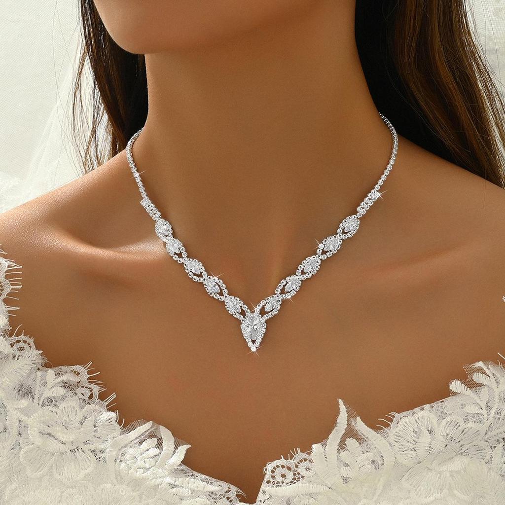 Zircon Water Drop Choker Necklace - Elegant Luxury Jewelry for Autumn & Winter Dresses