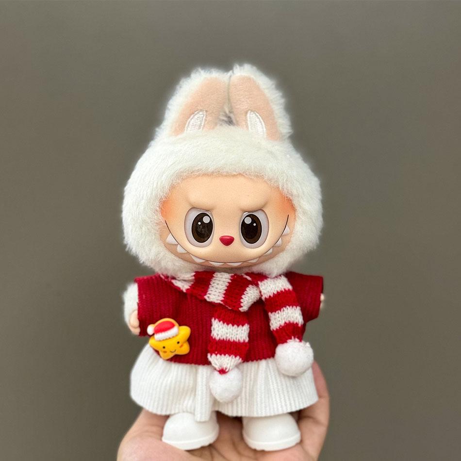 For 15-17cm Labubu V1/V2/V3 Mini Doll Clothes Outfit Merry Christmas Hat ClothesScarf Elk Snowman Doll Accessorie Party Game Toy