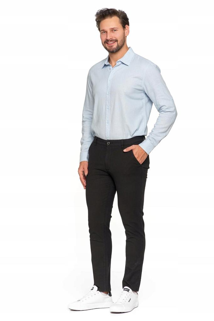 Men's Cotton Pants Classic Chinos Pockets Elegant MORAJ 31 BLACK