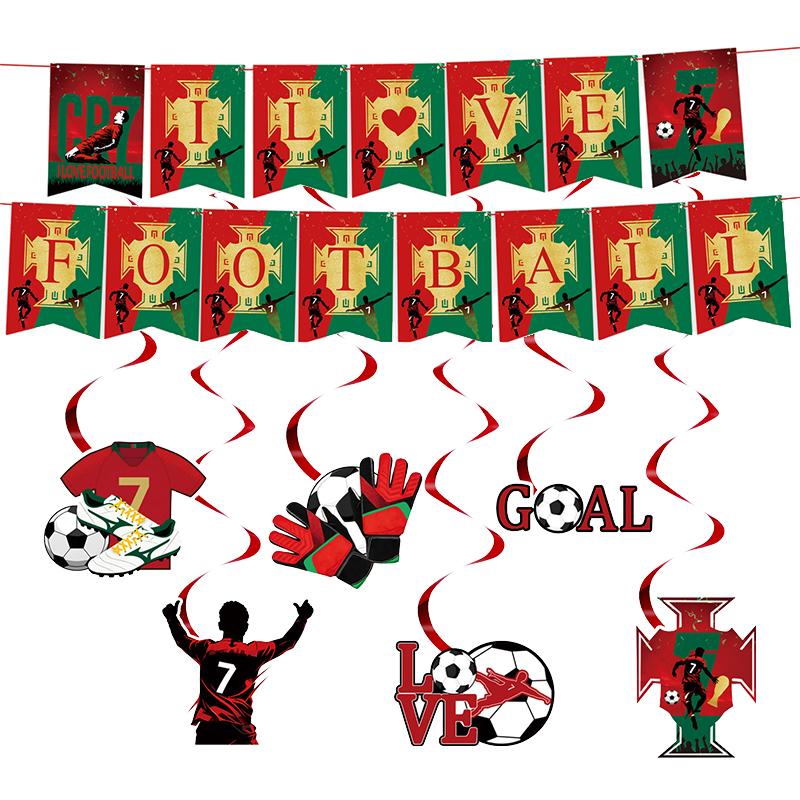 

New CR7 Birthday Decoration Soccer Superstar Party Supplies Football Party Favors Tablecloth Plate Paper Cup Backdrop as the picture showe