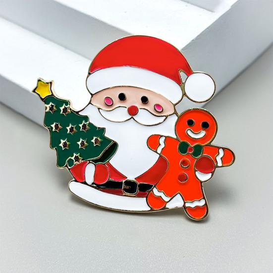 Zinc Alloy Santa Claus Brooch Enamel Cartoon Father Christmas Pin Sweater Coat Backpack Decoration Clothing Accessories Festival Holiday Gift