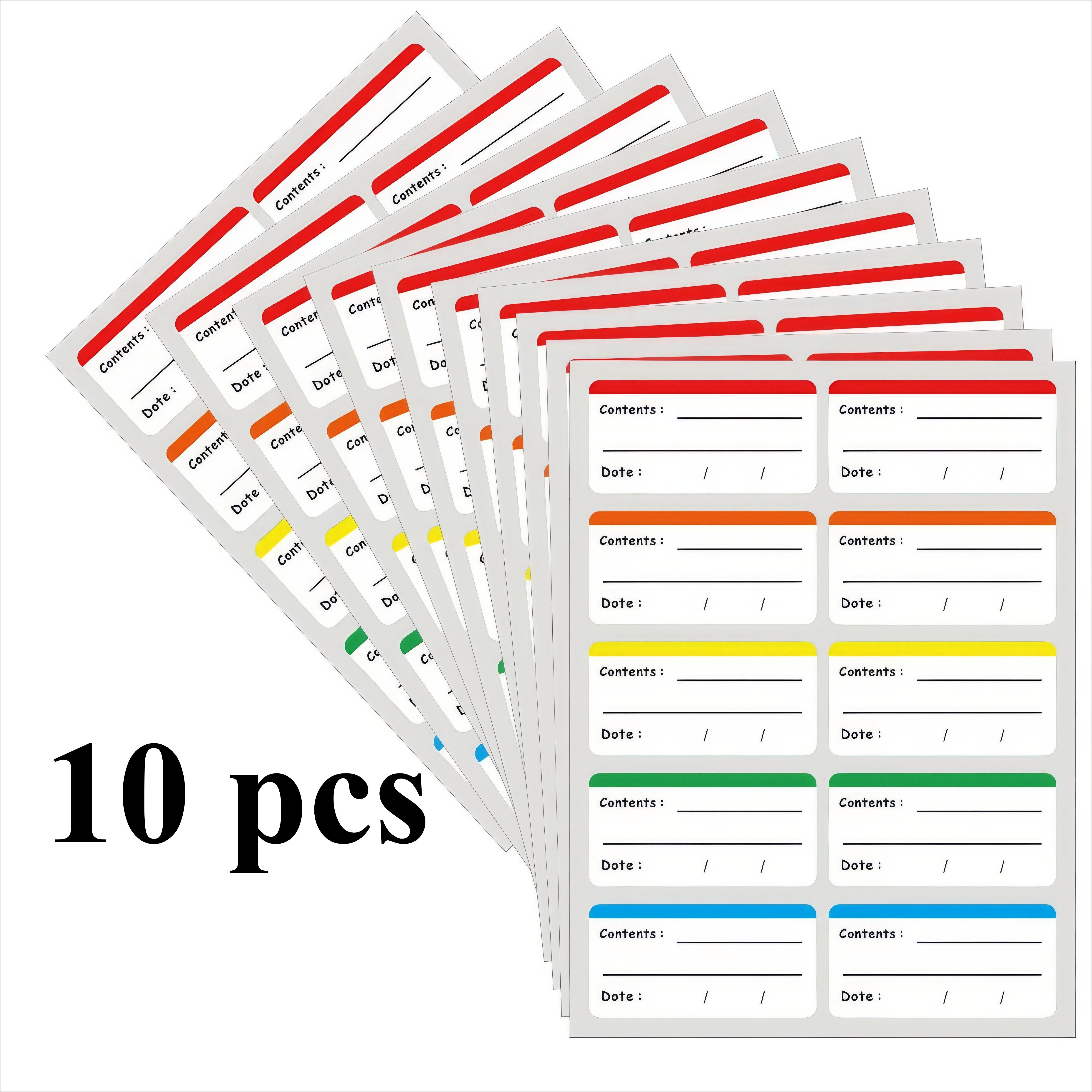 

10 Colored Food Storage Labels with Date and Content Markings, Suitable for Food Containers, Bottles, Cans, and Food Storage One Size