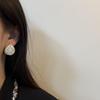 French Retro High-End Temperament Simple Shell Rhombus Ring Earrings Women'S Commuting Versatile Light Luxury Earrings