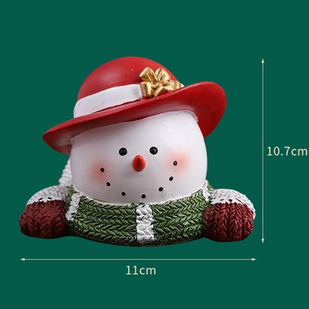 Resin Christmas Statues Cartoon Snowman Ornament Home Interior Snowman Figurines  Holiday