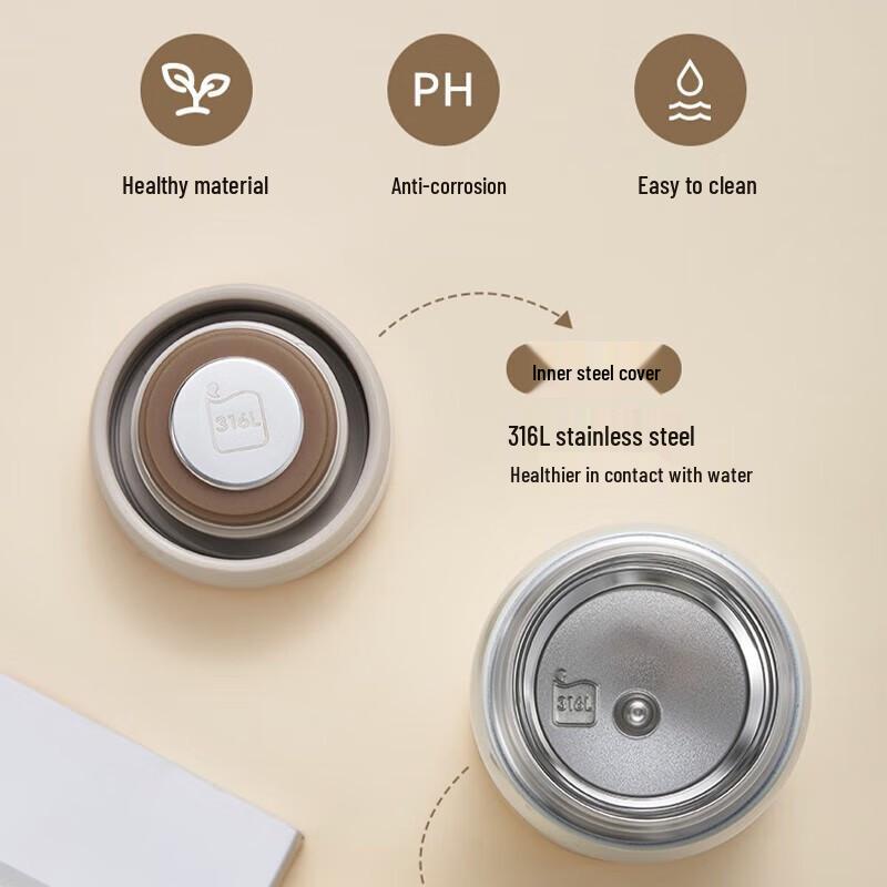 Supor 316L Stainless Steel Thermal Mug Vacuum Water Bottle, Portable Slim Pocket Cup KCV20AK10