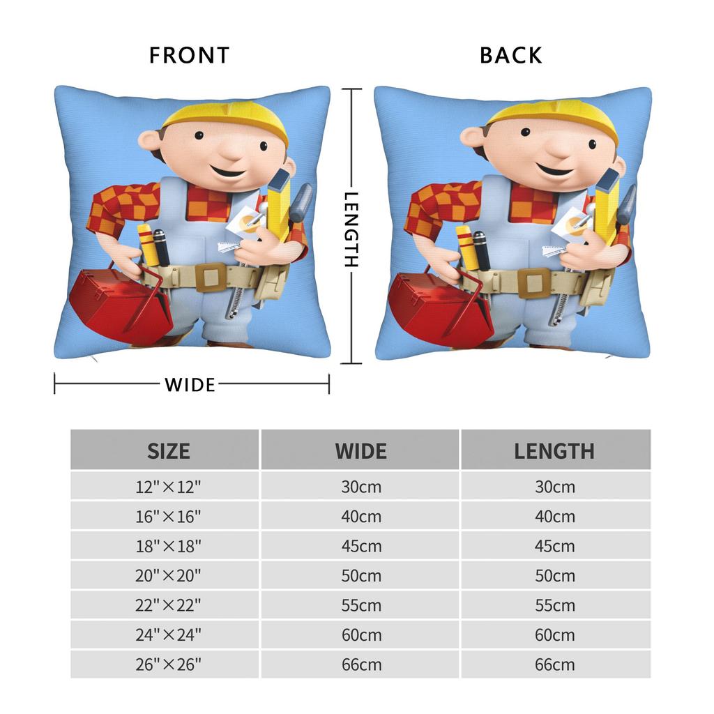 Pillow Case Cartoon B-Bob B-Builder Square Pillow Cover For Sofa Bedroom Home Decor Funny Pillowcases