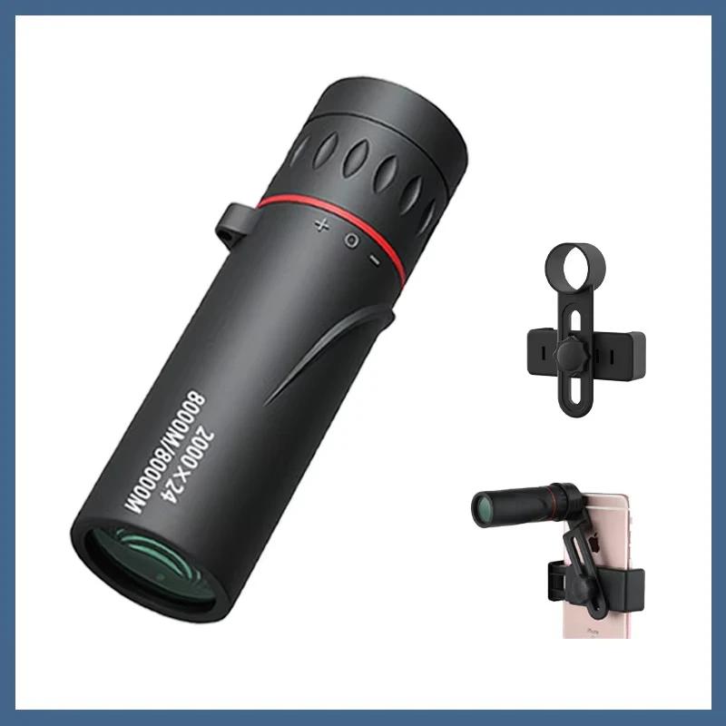 Monocular Telescope Mini Portable Mobile Phone Telescope with Holder Outdoor Camping Hunting Birdwatching Telescopes 2000x24 HD