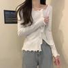 Ladies Autumn Winter Long Sleeve Skew Collar Ruffles Irregular Solid Color Pullover Knitted T Shirt Top