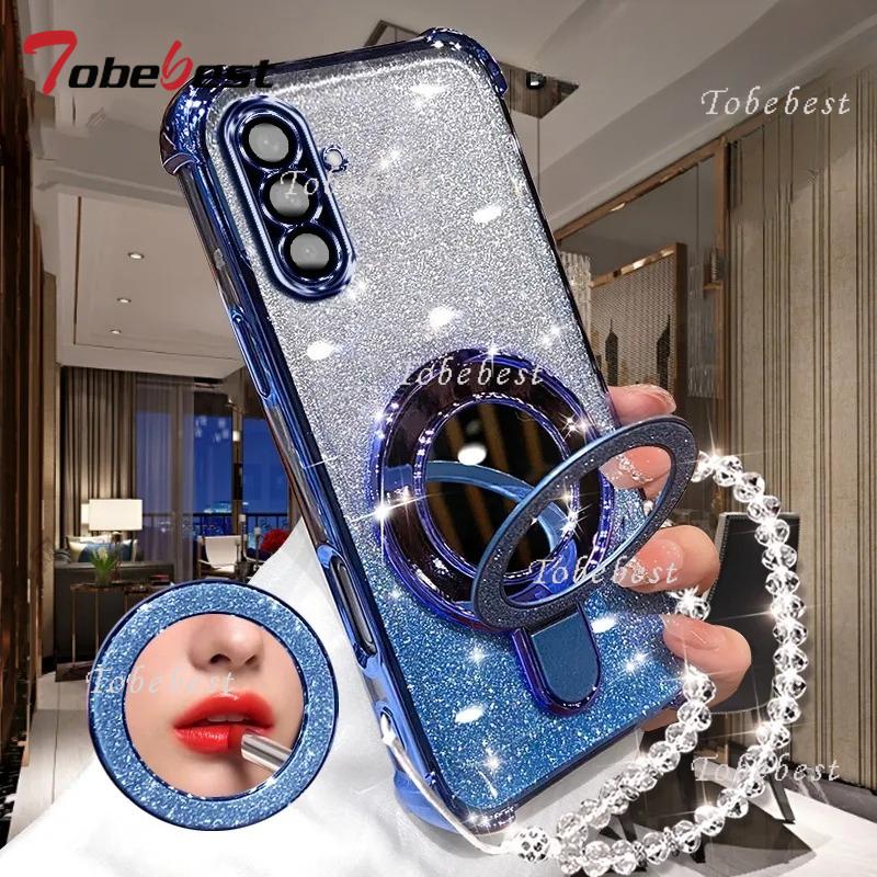 

Для Samsung Galaxy A16 A26 A36 A56 A06 A15 A25 A35 A55 A14 A24 A34 A54 A05 5G Чохол Дзеркало Магнітний Тримач для Телефону Браслет Кришка A15 4G or A15 5G синій