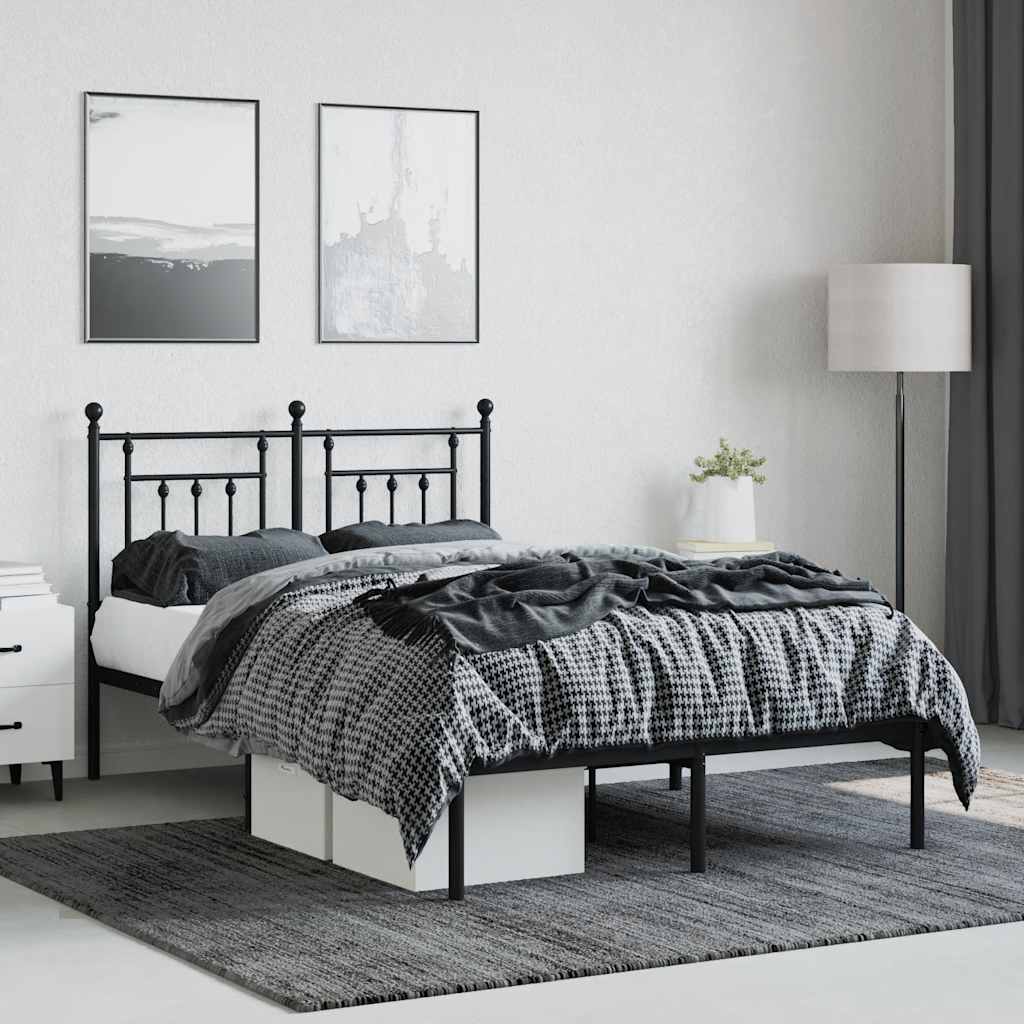 vidaXL Bed Frame with Headboard Metal Black 120x200 Cm