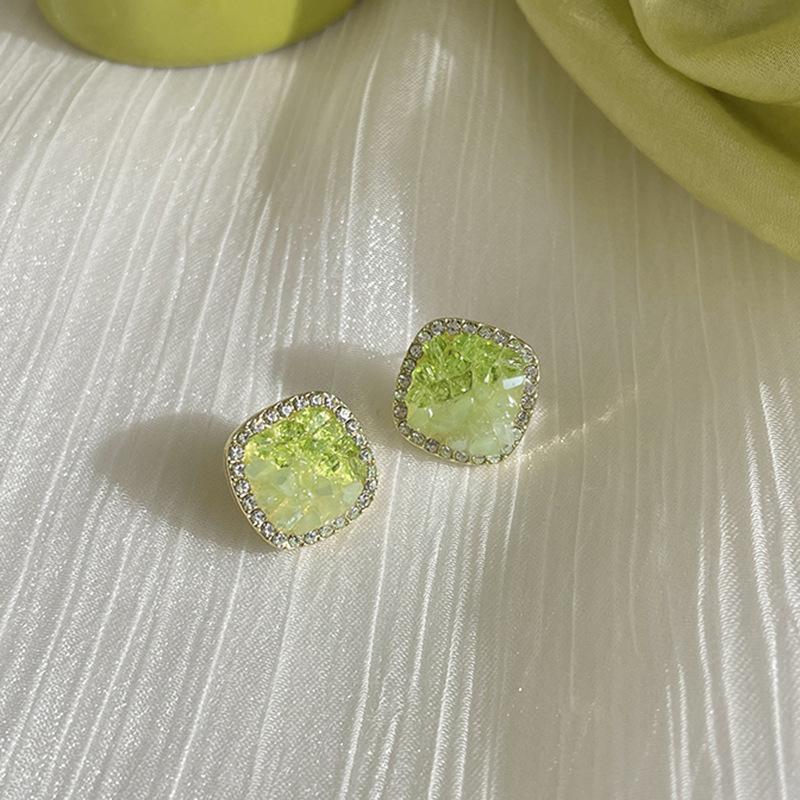 Mori Butterfly Flower Green Earrings Temperament Versatile Stud Earrings Personality Sweet Small Fresh Earrings
