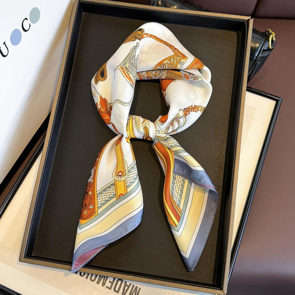 100% Natural Twill Silk Scarf for Women 65cm Neck Tie Double side Female Foulard Shawl Wrap Square Neckerchief Hijab Scarves