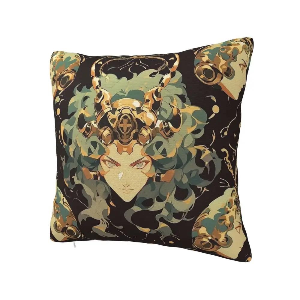 Kopfhörer Malerei Kreativer Kunststil Medusa Quadratischer Kissenbezug Polyester Sofa Kissenbezug Lustige Deko Wurfkissenbezug