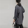 Cold Wind Retro Texture Drape Gray Shirt Women's Loose Long Sleeves Lazy Autumn Coat Hong Kong Flavor Stack Wear