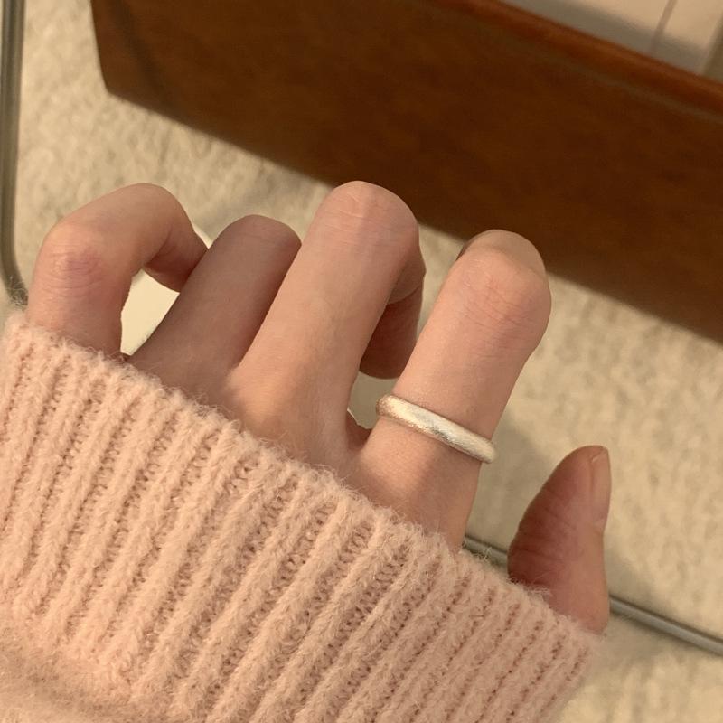 PANJBJ 925 Sterling Silver Texture Ring For Women Hollow Out Minimalism Vintage Jewelry Gift Dropshipping
