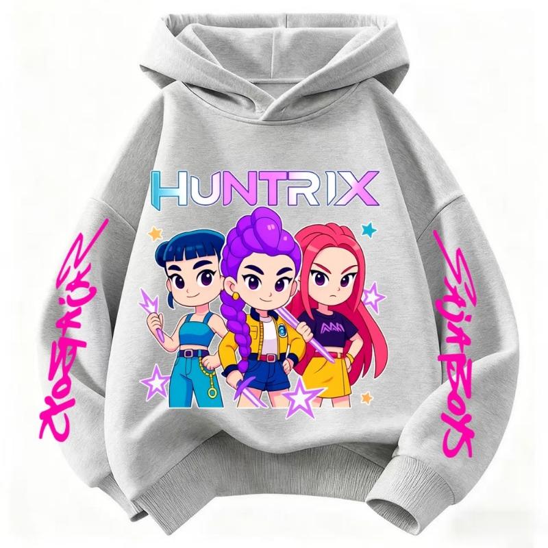 Fashion Women's Hoodie K-Pop Demon Hunters Print Kids Hoodie Pullover Girl Tops Spring And Autumn Leisure Sweatshirr Clothing