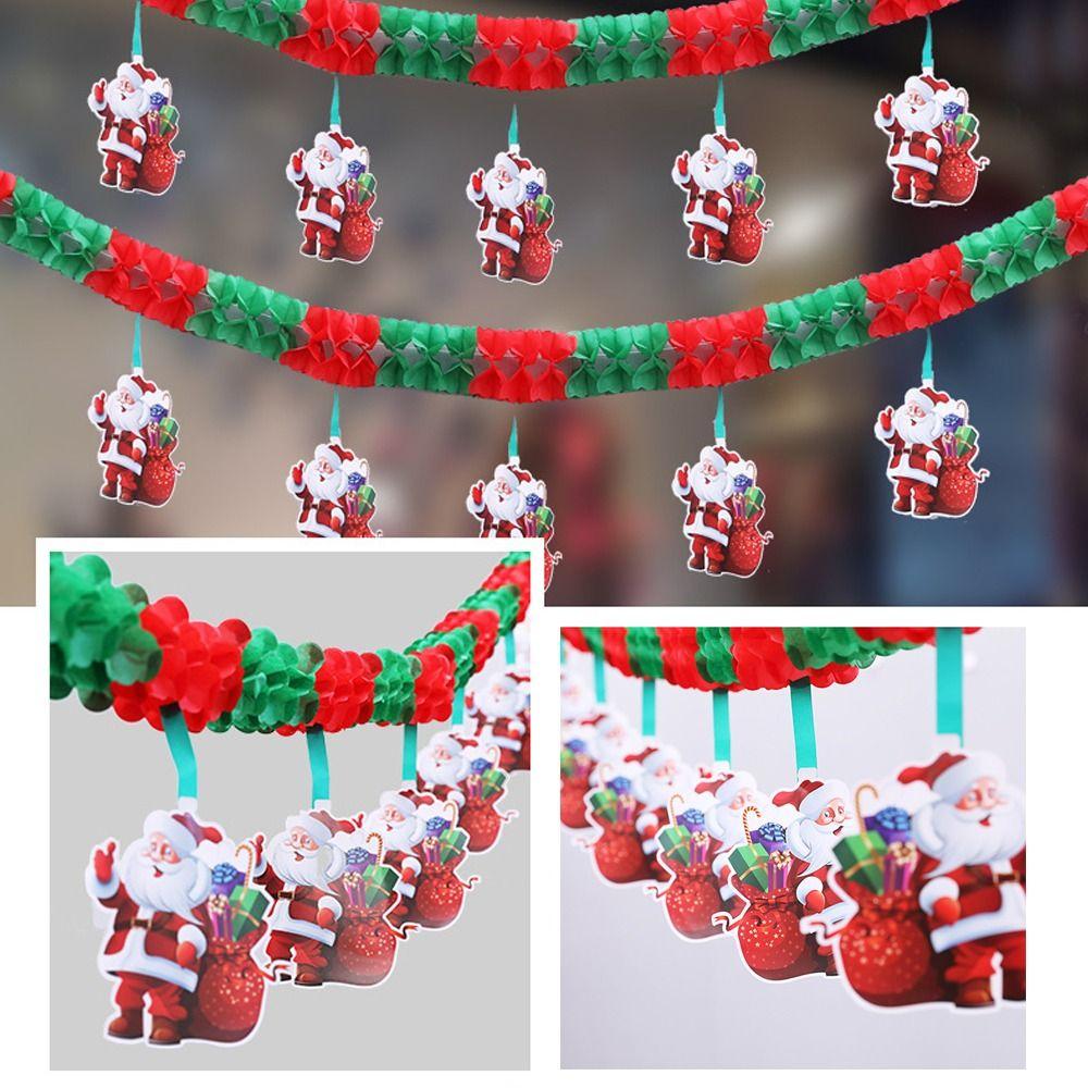 Creative 3 Meters Santa Claus Banner Santa Claus Cartoon Christmas Tree Garland Cute Happy New Year Home Snowman Flag