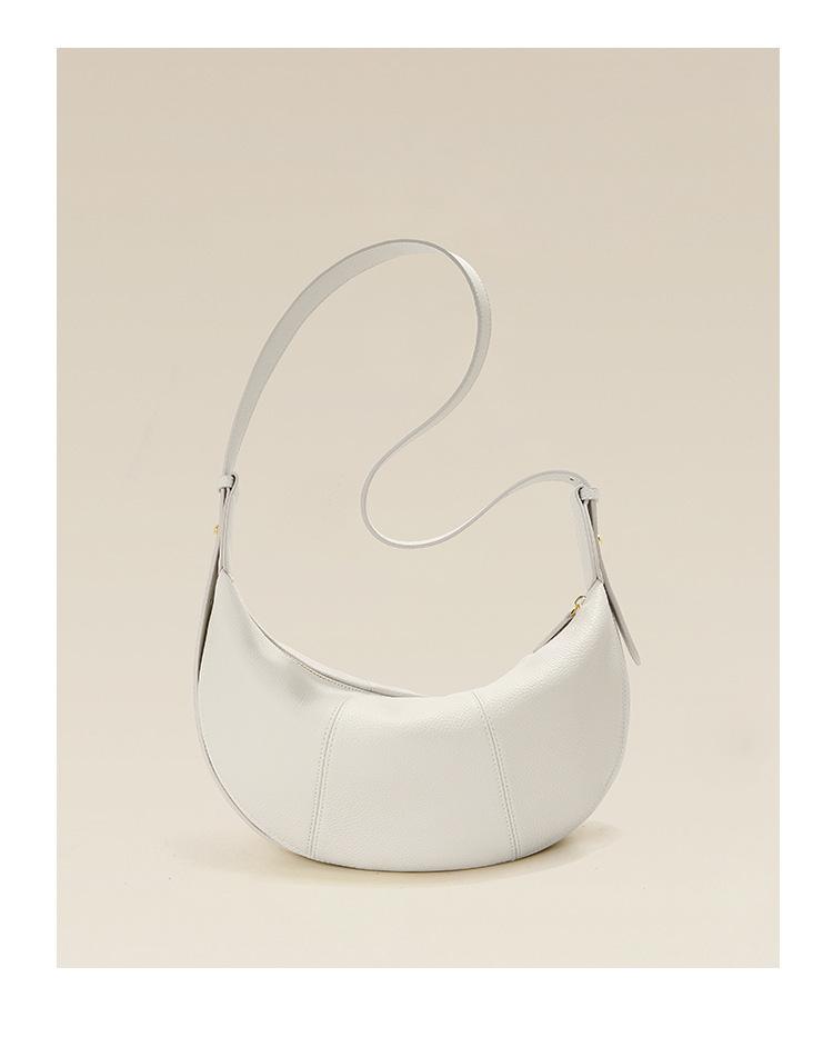 

First layer cowhide croissant bag crossbody dumpling bag 2025 new niche leather versatile high-end single shoulder black bag