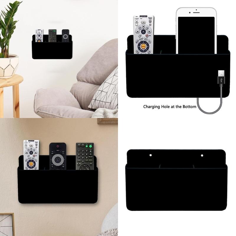 Plastic Remote Control Holder Wall Mount Storage Rack for Living Room Kitchen and Office Use Adjustable Divider Shelf