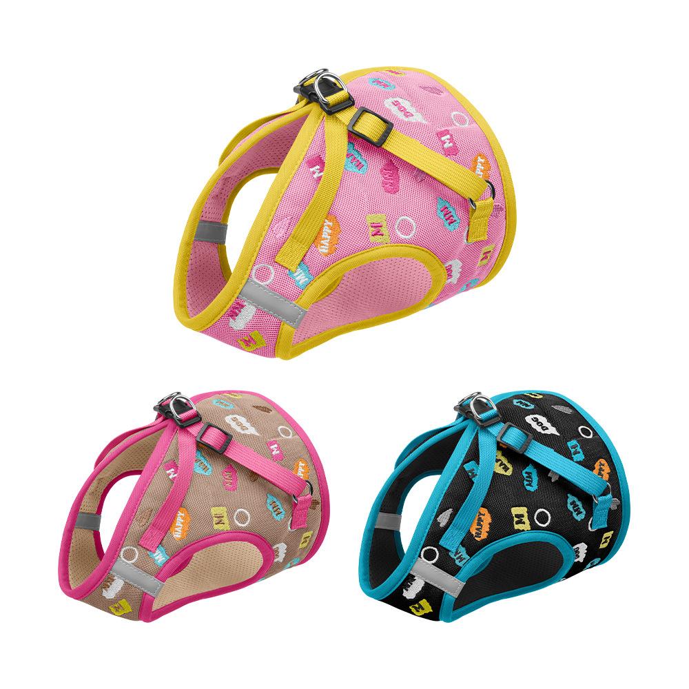 New Dog Chest Vest Dog Embroidered Traction Leash Reflective Breathable Dog Leash Pet Chest Strap Traction