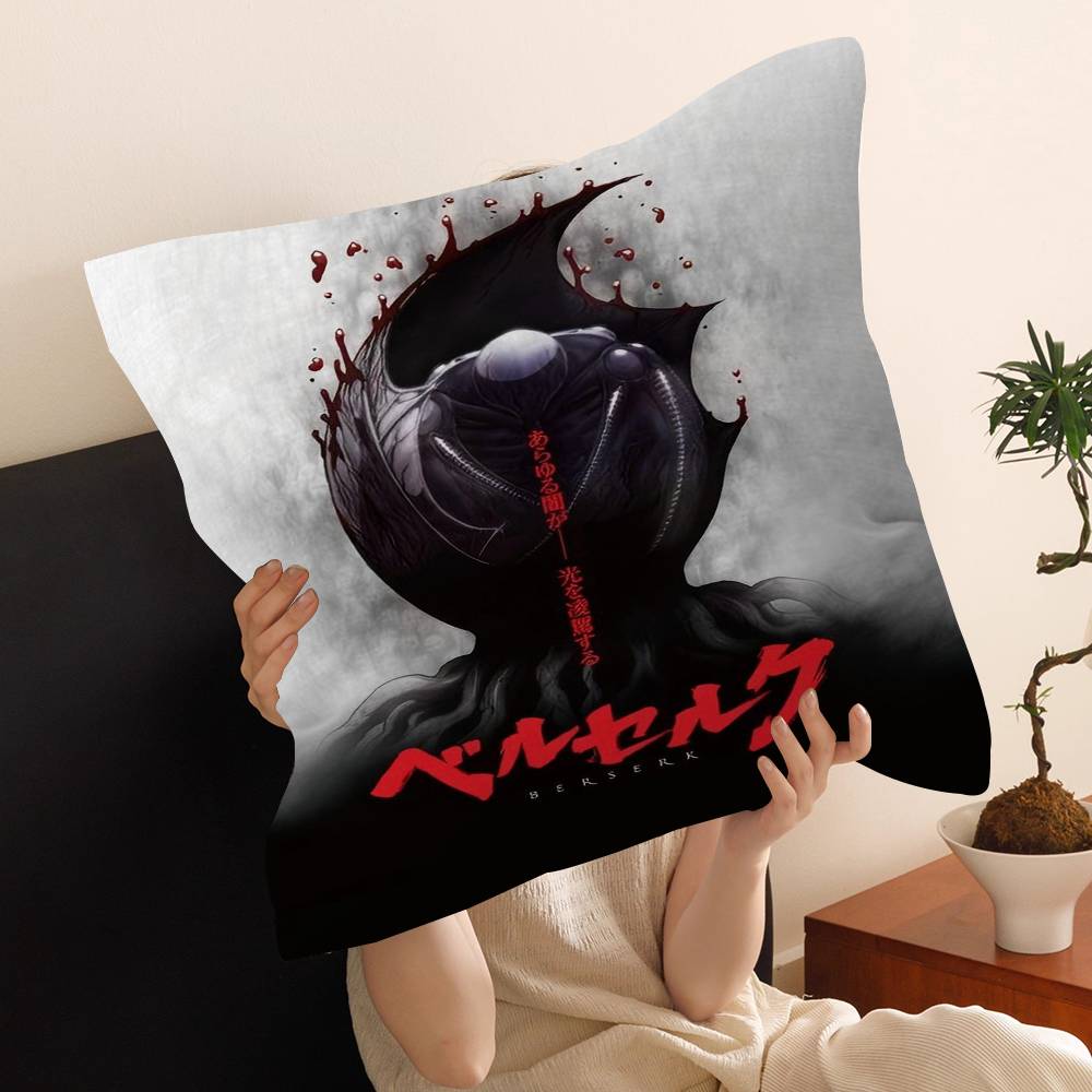 Anime B-Berserk Guts And Griffith Cushion Cover Inches Farmhouse Decor Home Throw Pillow Covers For Couch Decorations