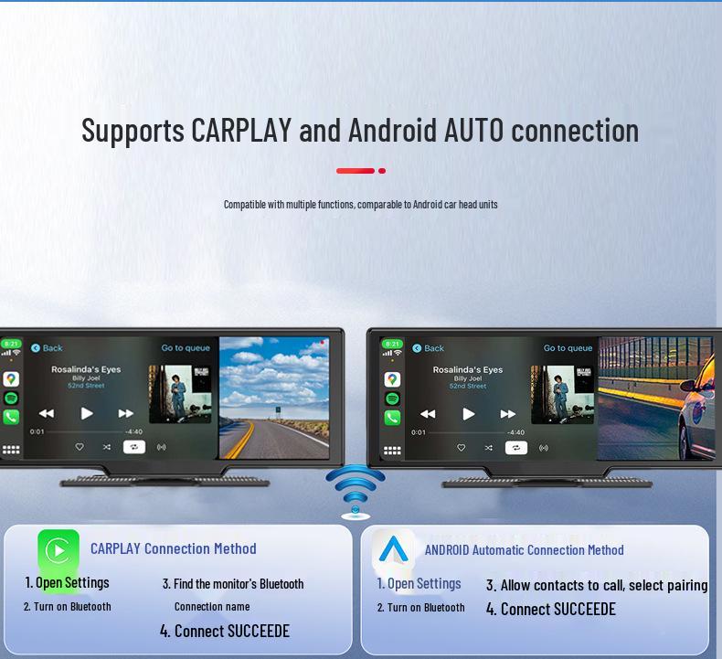 Navigatore per Auto con Touchscreen da 10,26 Pollici e Registratore Dual Dash Cam 1080P