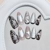 Sweet Cool Silver Metal Personality Wear Armor 24 Pieces Press On Nails