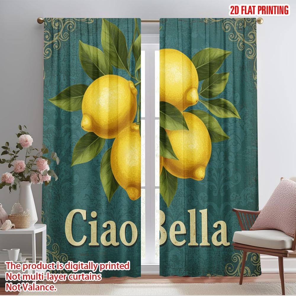 

2pcs 2D flat printing Drapes Lemons Ciao Bella 100% Polyester Without Electricity 0 for Festive Portraits and Party Decorations 52.50×116.00 CM 2pcs