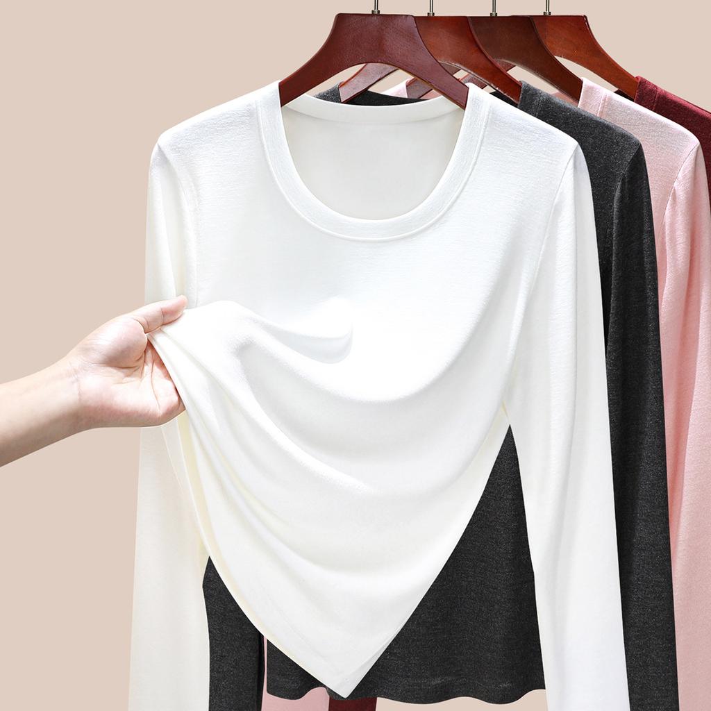 Sports Long-sleeved Women's High-elastic Slim-fitting and Thin Tencel Wool Bottoming Shirt, New In Early Autumn