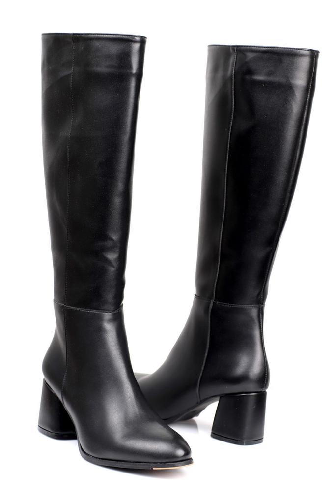 Women Modern Stylish Fashion Boots Boots Faux Leather Oval Toe Side Zipper High Heel Boots
