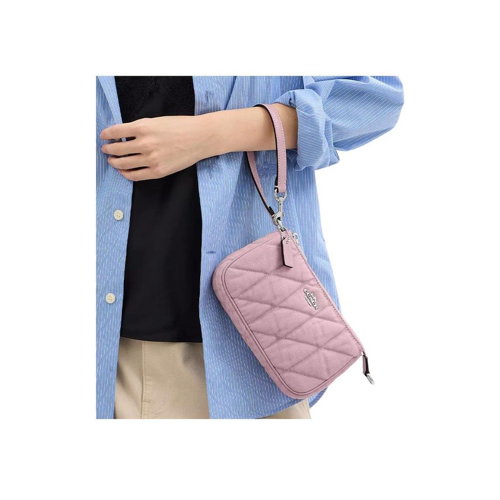Coach Nolita 19 Diamond Pattern Hardware Denim Handbag Small Women Handbags Carnation-Pink CBK58-SVY2V